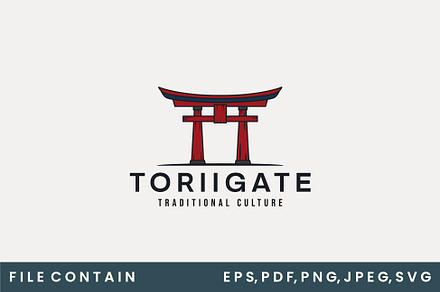 torii gate vintage color logo vector