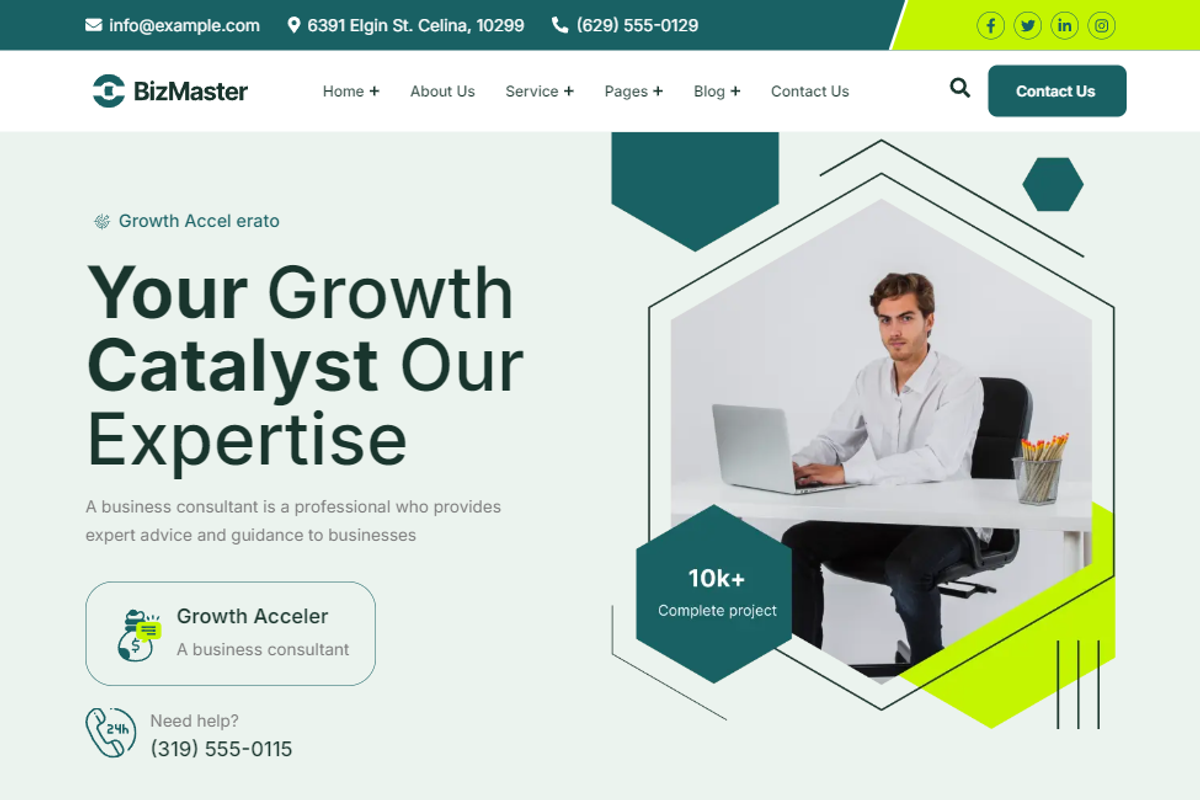 Business Consulting WordPress Theme, a WordPress Template by UInstrument (Photo 1 of 11)