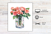 Watercolor Flower Jar Clipart Bundle, an Illustration by Canvas Craft (Thumbnail 8 of 8)
