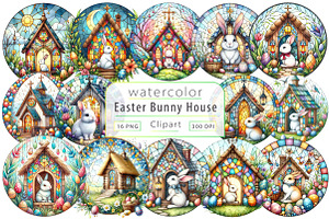 Round Stained Glass Easter Clipart