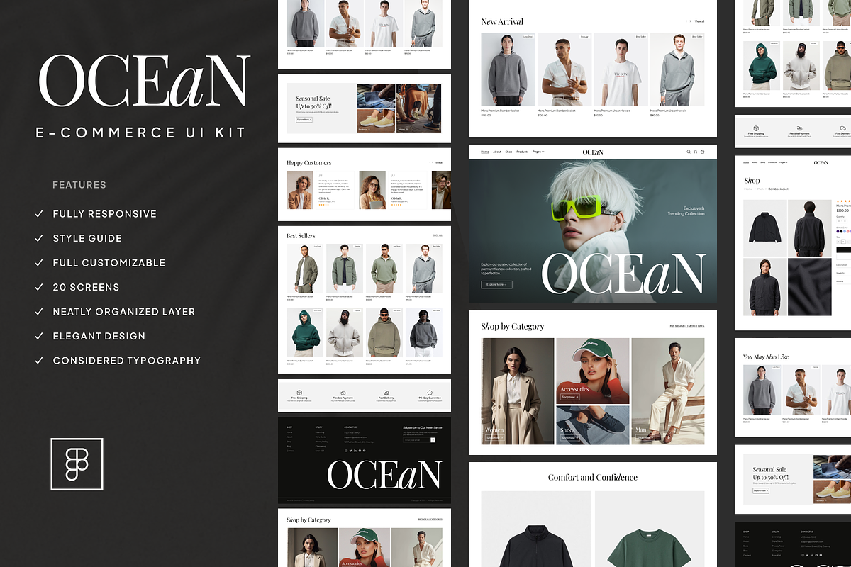 Ocean E-commerce Website, an UI Kit Template by Ahmed Rubel (Photo 1 of 8)