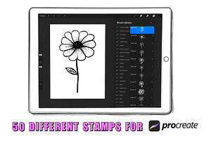 50 Flower Doodles Procreate Stamps