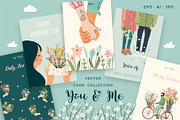 Romantic Card Collection, a Person Illustration by Nadia Grapes (Thumbnail 1 of 4)