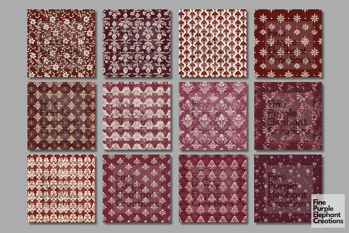 Burgundy Distressed Cottagecore, a Pattern Graphic by Fine Purple Elephant (Photo 5 of 5)