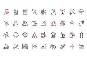 Industry factory buildings icons, an Illustration by Lemberg Vector