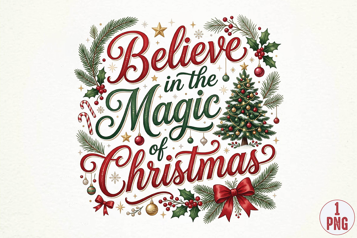 Believe in the Magic of Christmas PN, a Seasonal Illustration by DreamPrint404 (Photo 1 of 6)