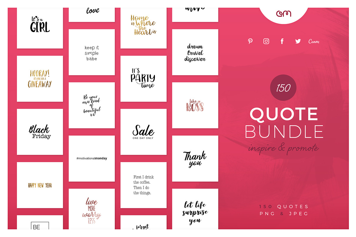 150 Quotes Bundle, a Social Media Template by AM Studio (Photo 1 of 15)