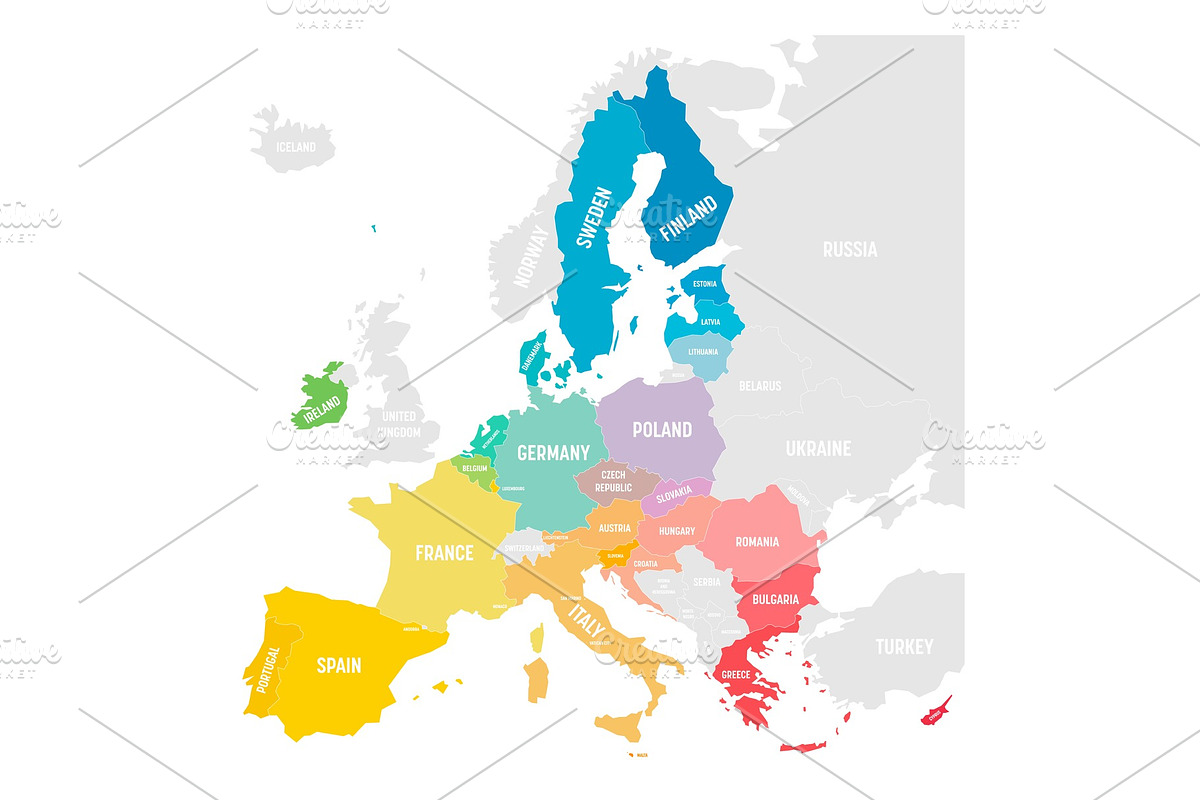 Colorful vector map of EU (2020), a Texture Graphic by pytyczech