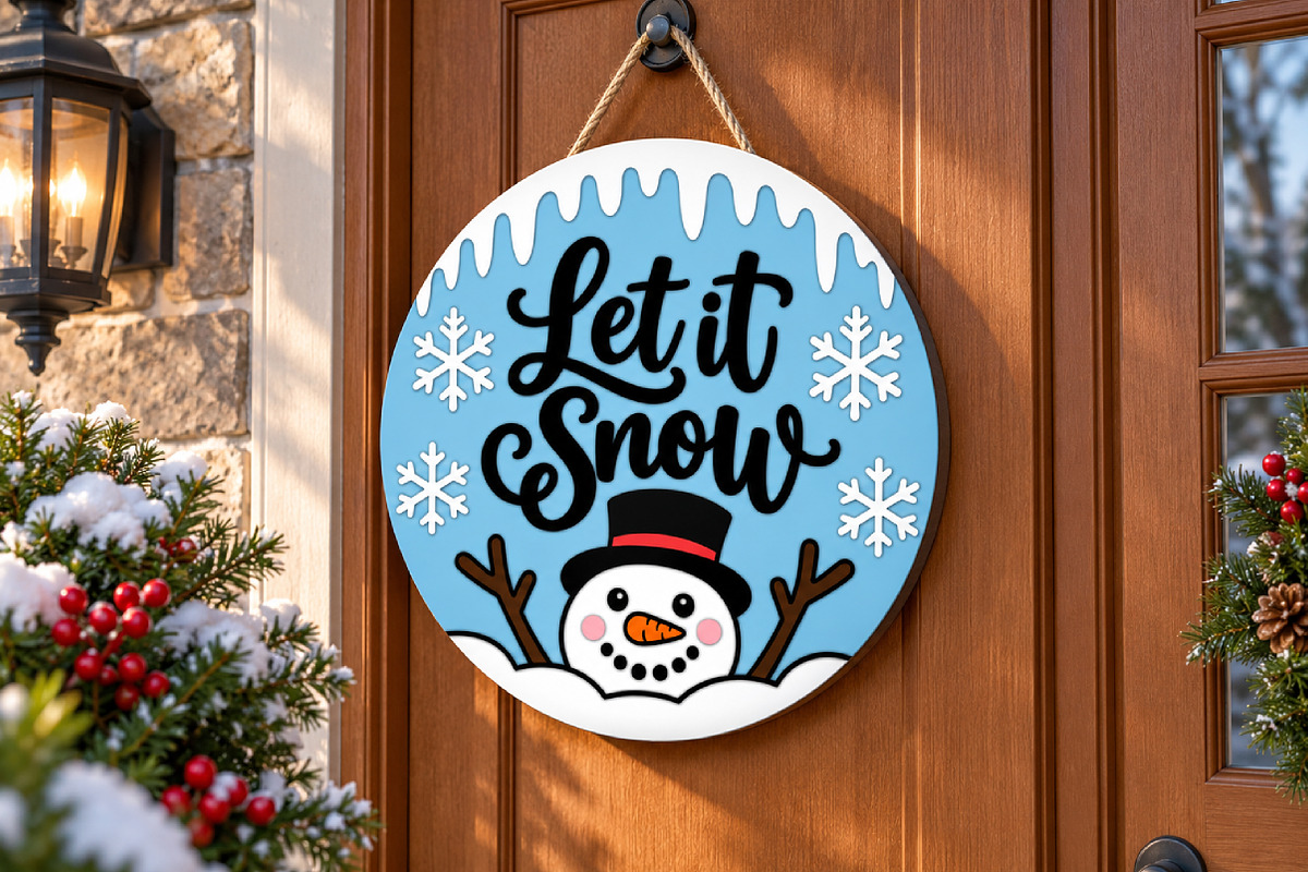 Let It Snow Door Hanger Svg, an Object Graphic by Libby Wishes (Photo 2 of 4)