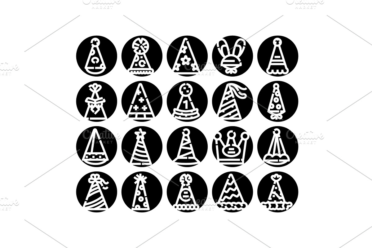 Party hats icons collection for, an Object Illustration by pikepicture
