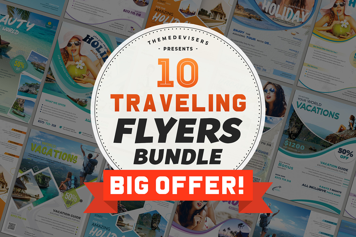 Travel & Tour Agency Flyer Bundle, a Flyer Template by ThemeDevisers (Photo 1 of 6)