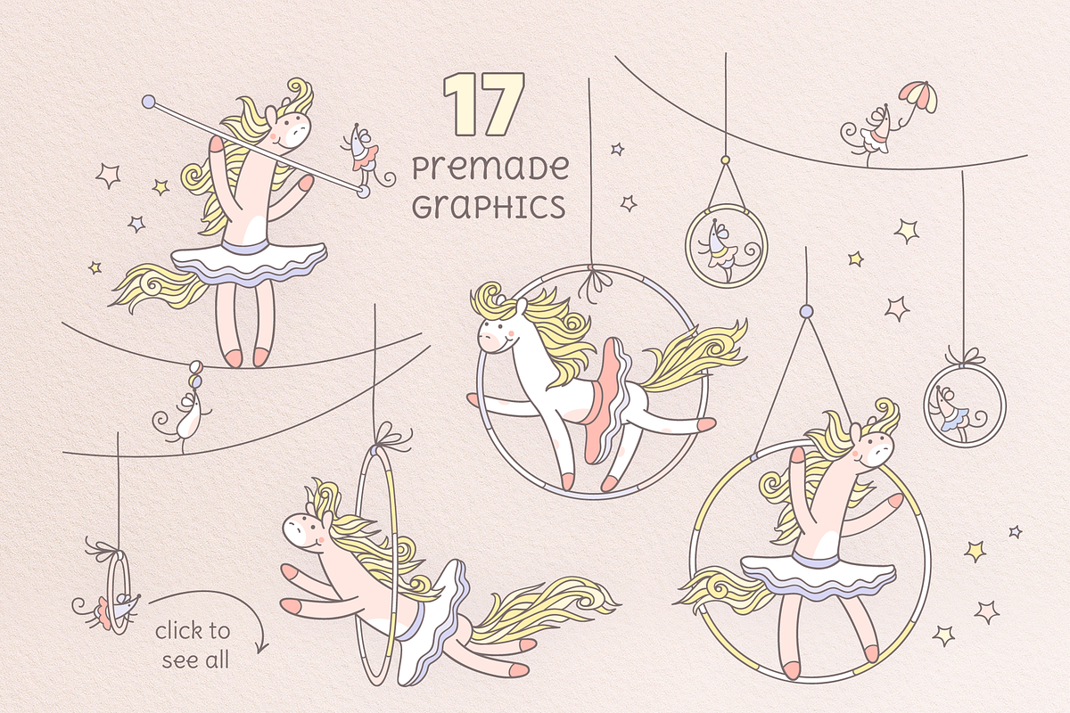 PONY LOVES CIRCUS | DESIGN SET, an Animal Illustration by CATMINT (Photo 6 of 10)