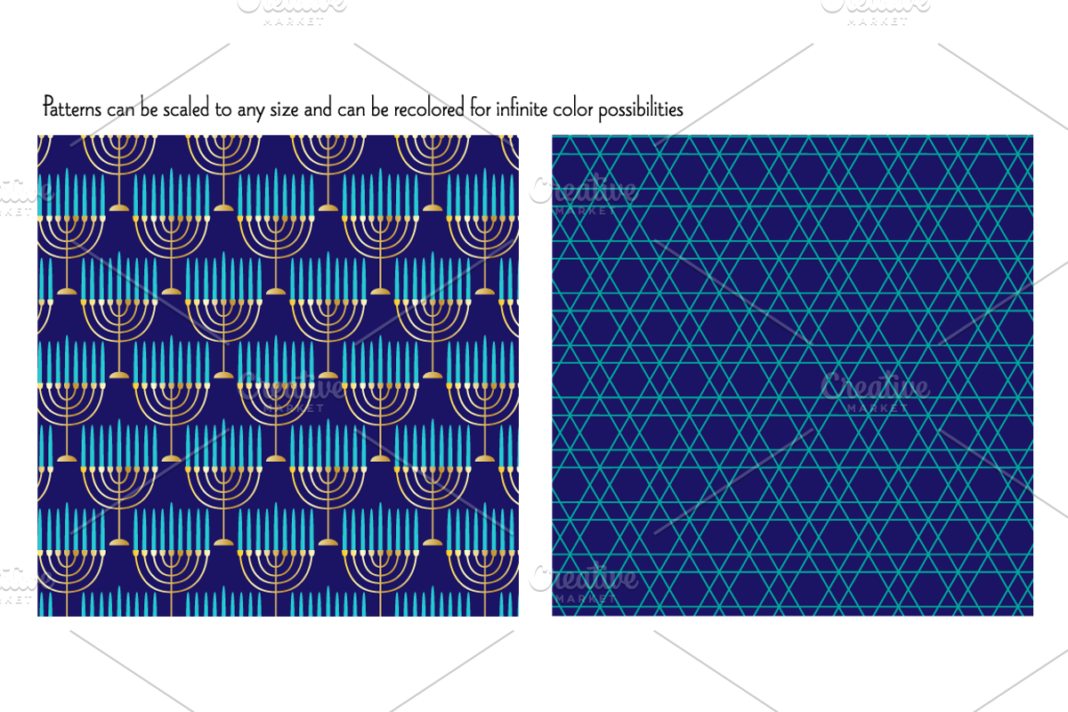 Blue Gray Hanukkah Patterns preview 3