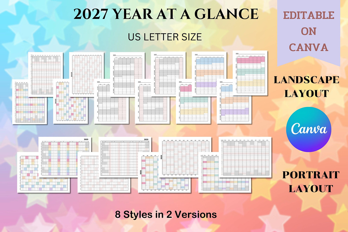 2027 Yearly at a Glance - Canva, a Templates & Theme by Adalin Shop (Photo 1 of 12)