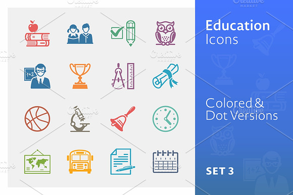 Education Icons Set 3 Colored