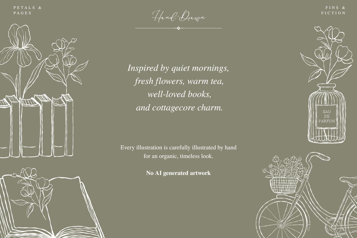 Petals & Pages Line Art Bundle, a Decorative Illustration by Fins and Fiction (Photo 3 of 7)