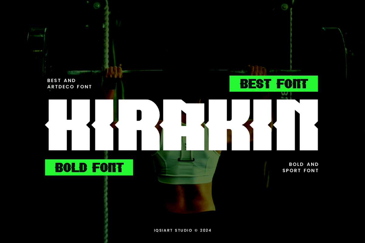 Hirakin - Gym Font, a Sans Serif Font by Iqsiart Studio (Photo 1 of 6)