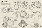 Fruits Line Art + Procreate, a Food Illustration by Skliarova (Thumbnail 3 of 4)