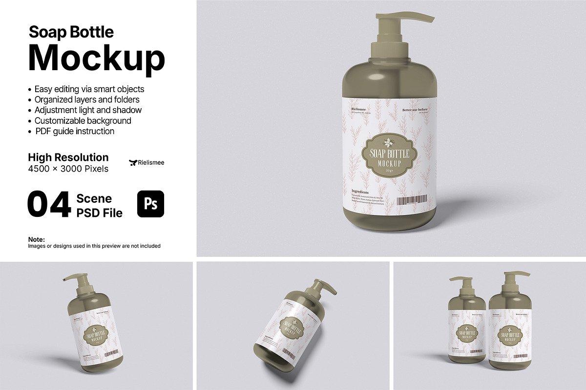 Soap Bottle Mockup Bundle Set, a Packaging Mockup by Rielismee