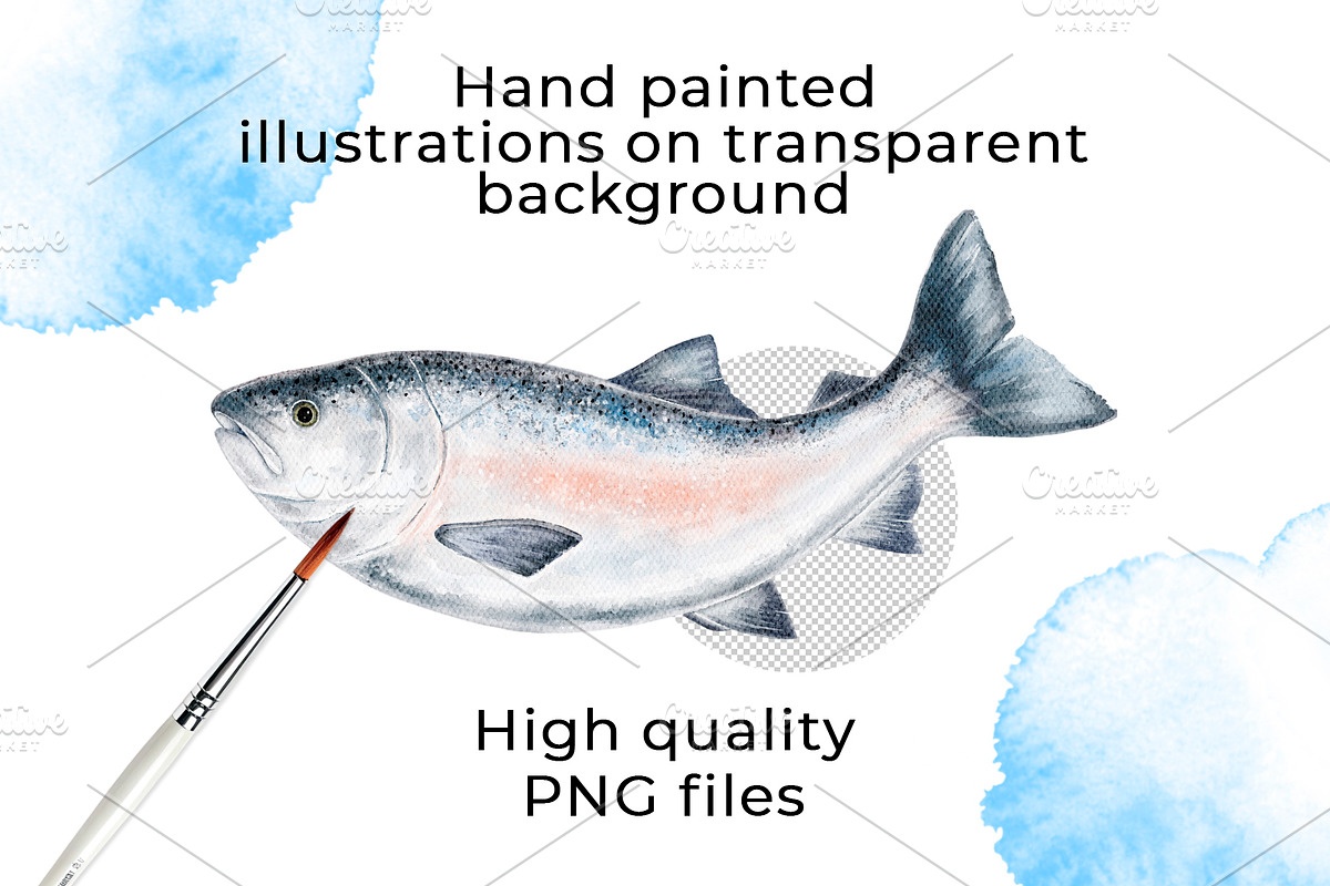 Seafood Watercolor Clipart, a Food Illustration by Eves_Aquadreams (Photo 2 of 12)