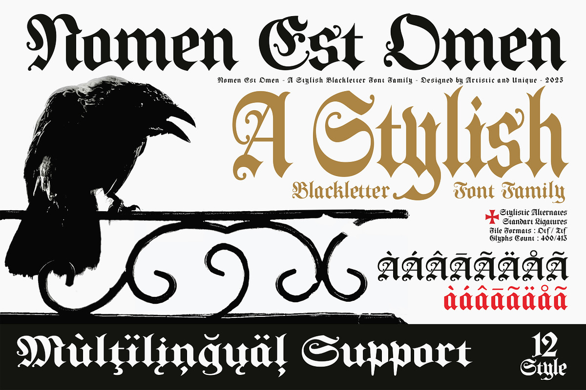 Nomen Est Omen - Blackletter Font, a Blackletter Font by Artistic & Unique (Photo 6 of 15)