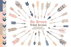 Navy & Pink Tribal Arrows Clipart, an Illustration by Amanda Ilkov