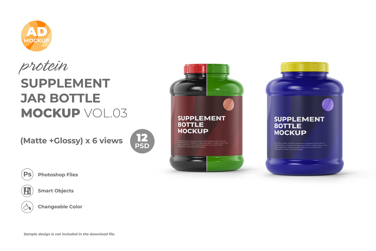 Protein Powder Container Mockup, a Packaging Mockup by Adstart (Photo 4 of 8)