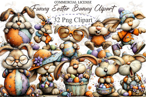 Funny Easter Bunny Clipart Png, an Illustration by designcity5