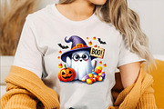 Watercolor Cute Boo Halloween Clipar, an Illustration by SVGArt (Thumbnail 2 of 8)