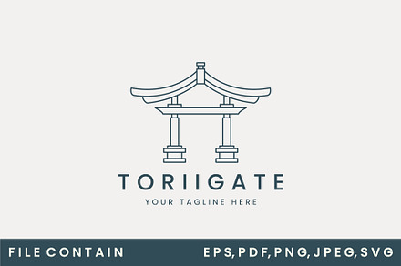 logo torii gate line art vector