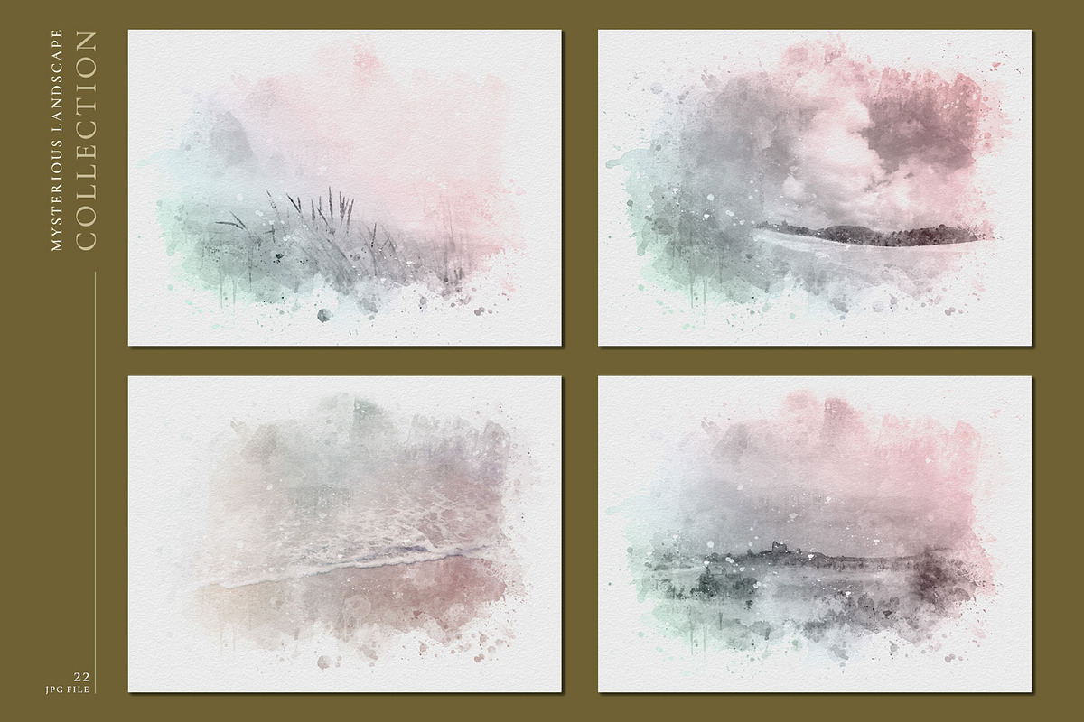 Mysterious Watercolor Landscapes 2, a Background Graphic by Suna Kosem (Photo 9 of 14)