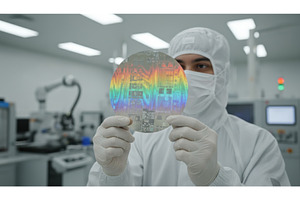 Technician in white cleanroom suit, a Technology Photo by Igor Tichonow