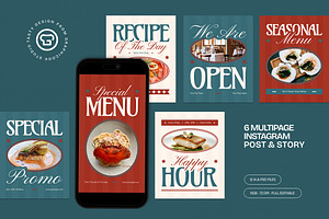 Seafood Restaurant Instagram Set, a Social Media Template by graphicook