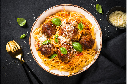 Pasta with Meatballs in tomato sauce, a Food & Drink Photo by Nadia-nb
