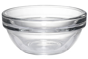 A clear, empty glass bowl with a thick bottom and slightly round, a Food & Drink Photo by ndanko