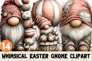 Whimsical Easter Gnome Clipart, a Graphic by CitraGraphics