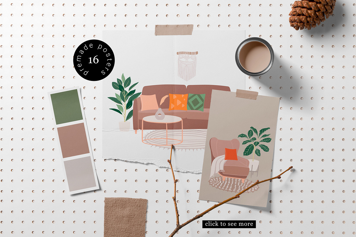 Cozy Home Decor Collection, a Decorative Illustration by Letters-Shmetters (Photo 9 of 10)