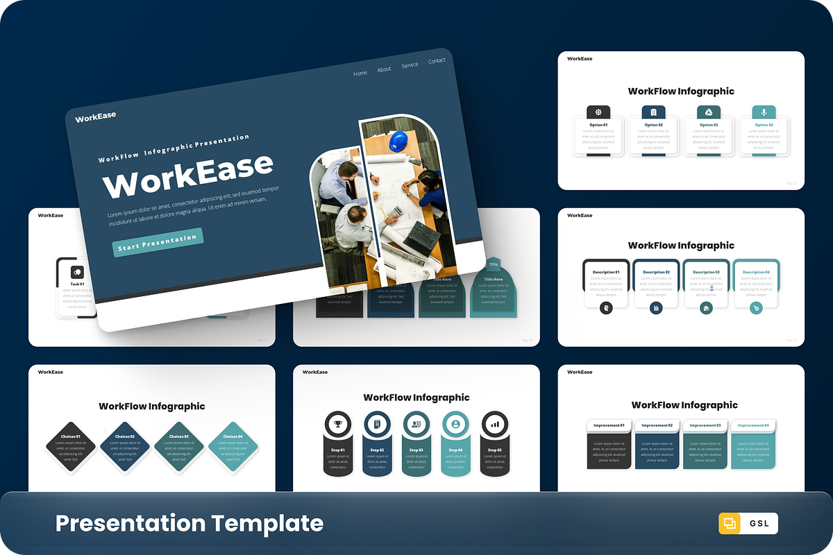 WorkEase - WorkFlow Infographic, a Presentation Template by GraphauseProject (Photo 1 of 6)