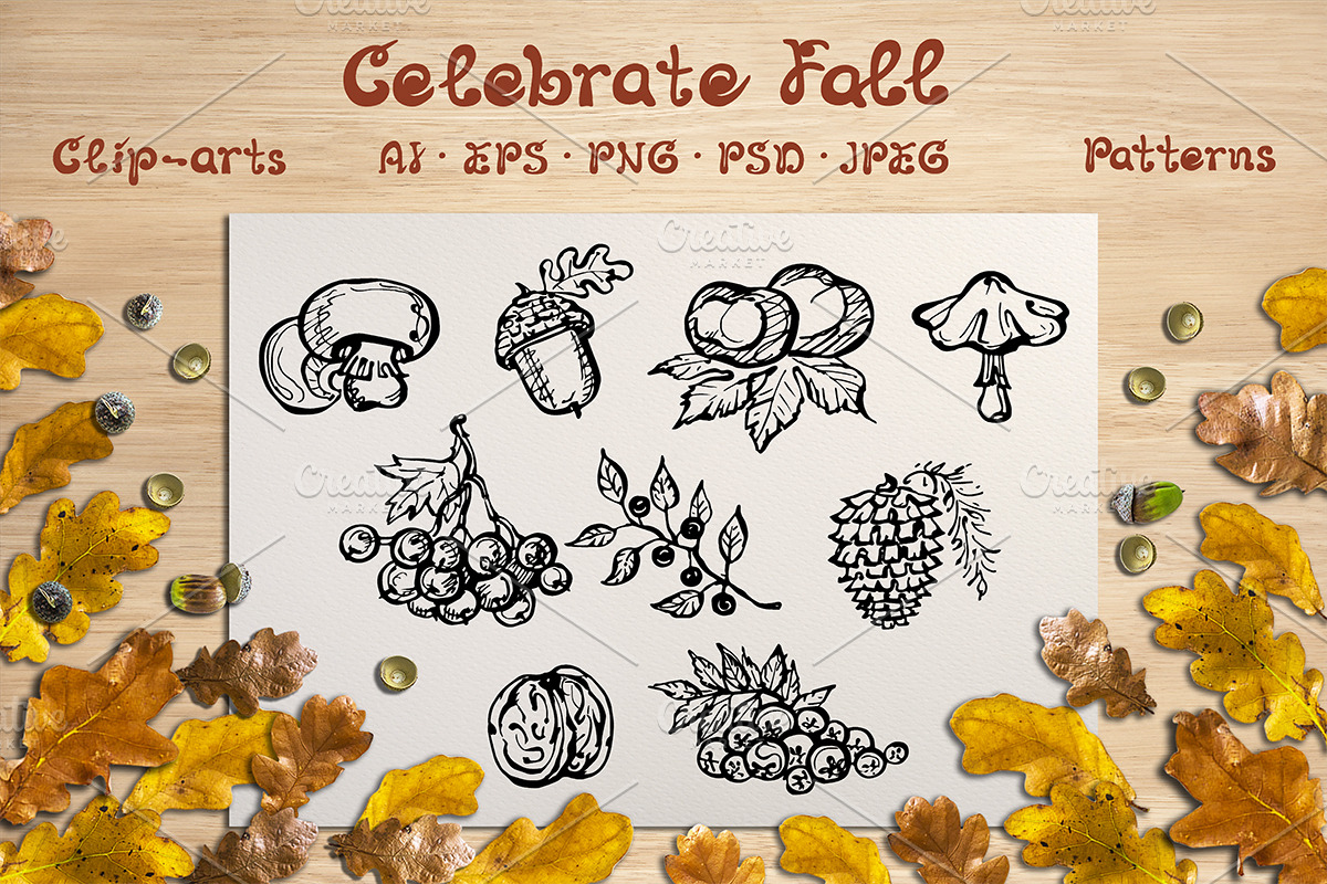 Fall elements, cards and patterns, an Illustration by AV Design (Photo 1 of 7)