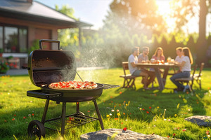 Family Enjoying Backyard Pizza Barbecue, a Photo by Davizro's Market