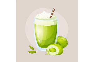 Matcha Latte With Dessert