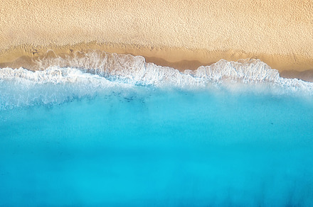 Beach and waves from top view containing view, beach, and summer, a Nature Photo by Landscape and travel