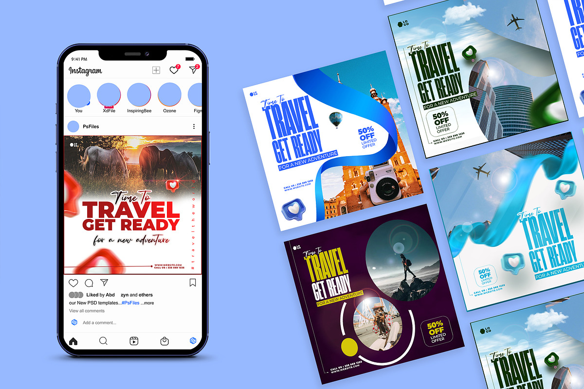 5 Social Media travel Templates, a Social Media Template by graphic bakers (Photo 1 of 10)
