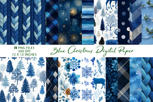 Blue Christmas Digital Paper, a Pattern Graphic by CreationArt