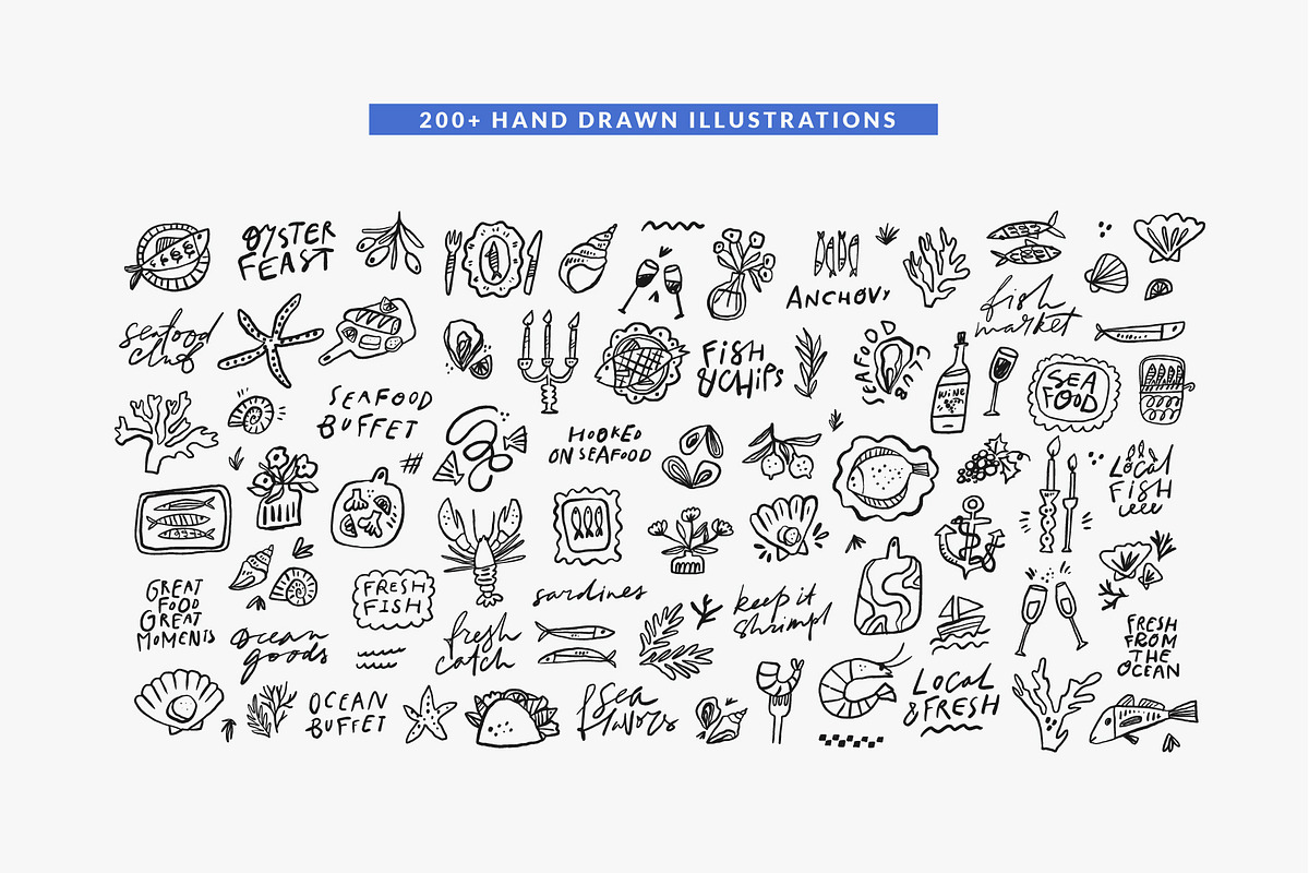 Seafood Menu | Hand drawn clipart, a Food Illustration by Favete Art (Photo 2 of 9)