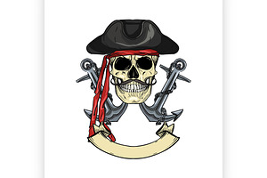 Sketch Pirate Skull.