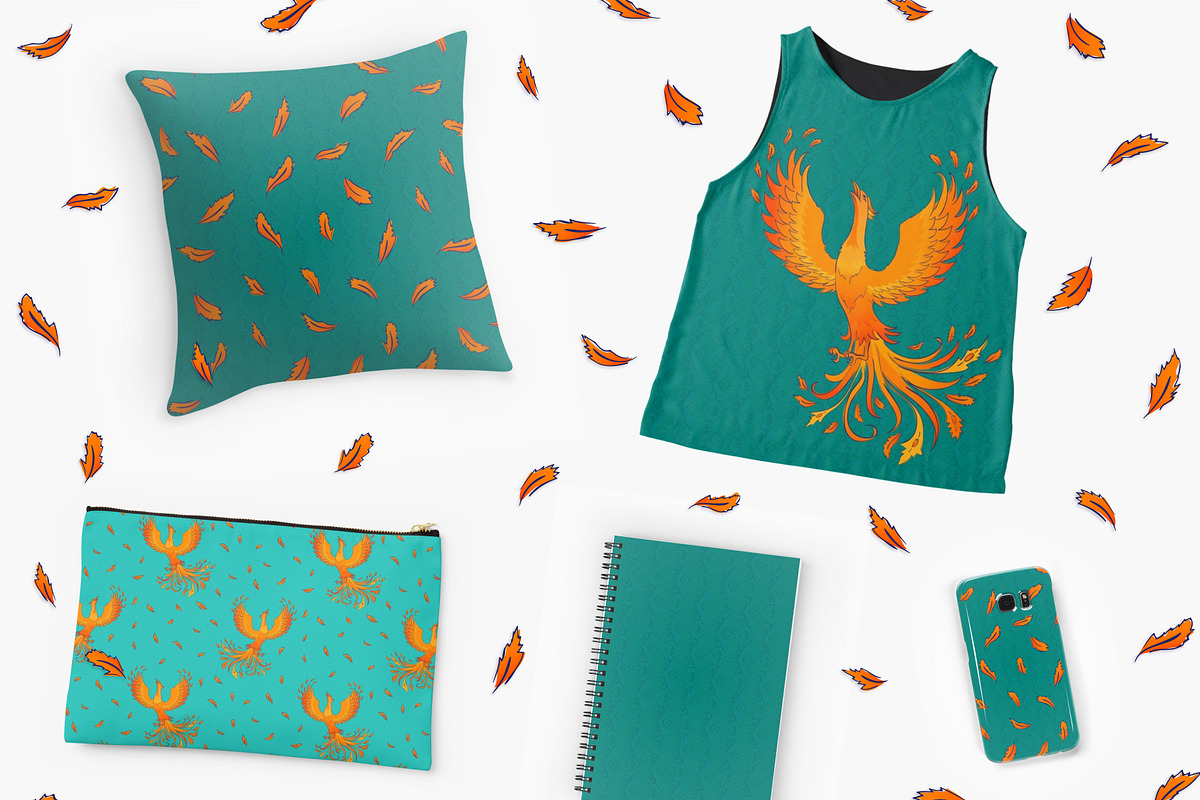 Phoenix. 5 vector patterns + bonus, a Pattern Graphic by Alla_Ri_Shop (Photo 3 of 6)