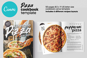 Canva Pizza US Letter CookBook, a Print Template by DeLaGranSiete