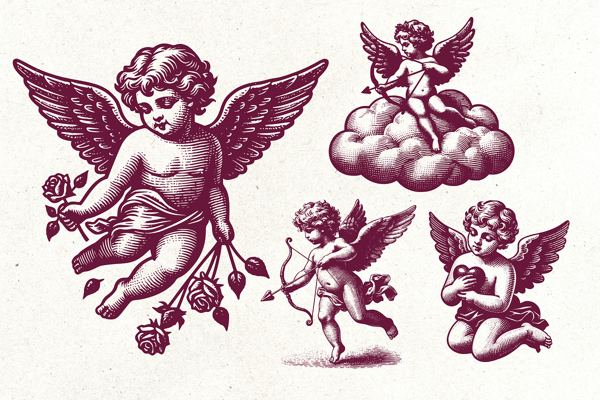 Valentine Cupid Vintage Bundle, a Decorative Illustration by ClipArtRoom (Photo 6 of 7)