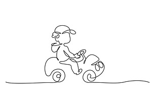 Little boy drive his toy car, an Education Illustration by Valenty